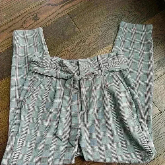 Vero  Moda Women’s Plaid Grey High Waisted Wrap Tie Trouser Office Pants Medium - Picture 16 of 16